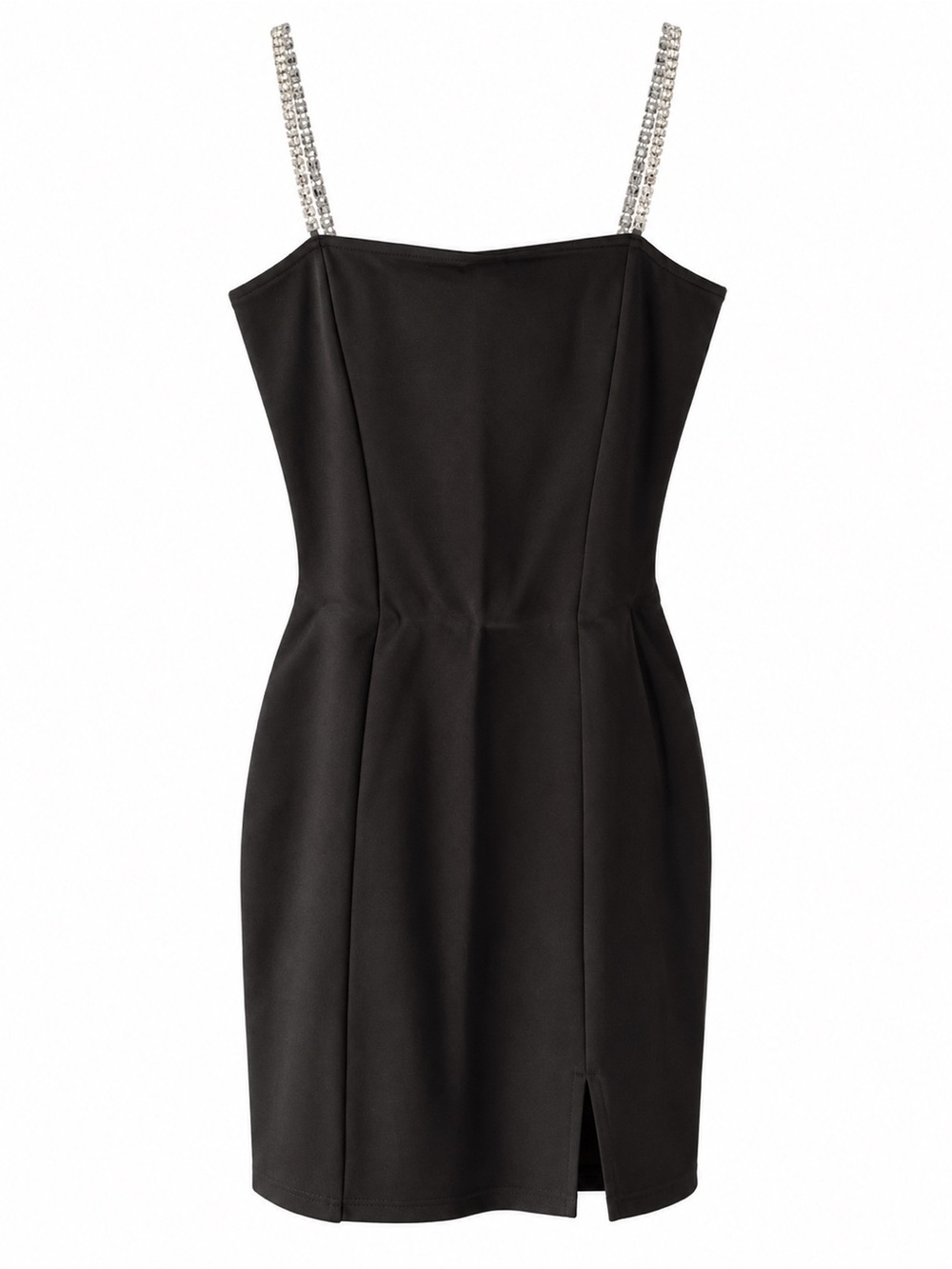 H&M Black Mini Dress with Rhinestone Straps